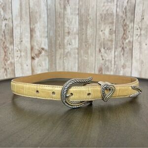 Brighton Croc Embossed Leather Heart Belt Size M/30 Women